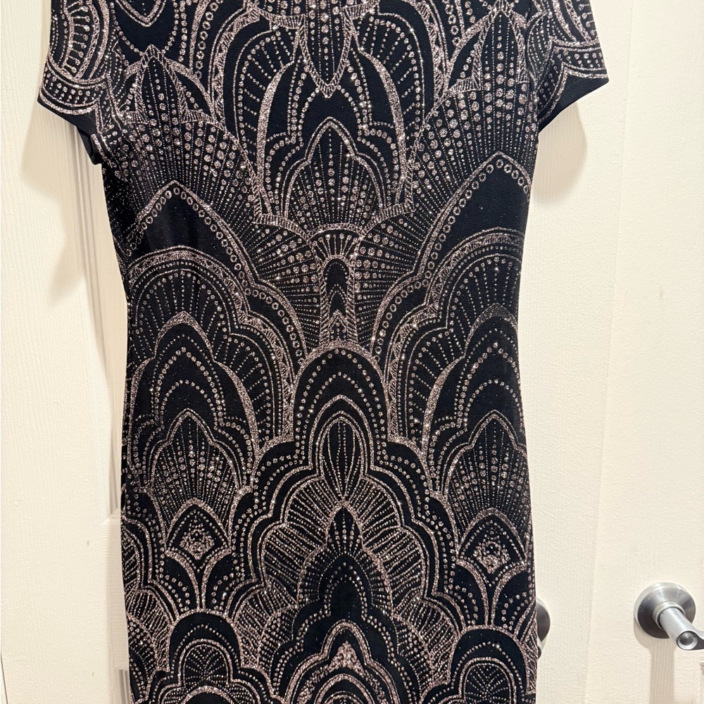 Jump Black and Silver Art Deco Mini Dress